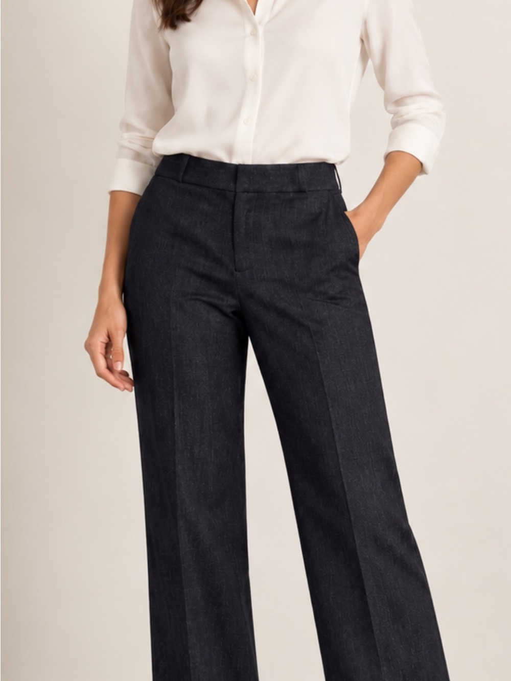 Talbots Black Wide-Leg Jeans with Tailored Crease